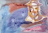 Cartoon: Cowboy and Ghost (small) by Kestutis tagged cowboy,ghost,dada,watercolor,kestutis,lithuania,art,kunst
