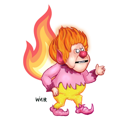 Cartoon: Mr Heat Miser Burning (medium) by karlwimer tagged christmas,card,cartoon,heat,miser,rankin,bass,santa,claus