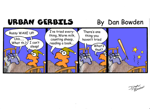 Cartoon: Urban Gerbils. Sleep (medium) by Danno tagged urban,gerbils,funny,cartoon,comic,strip,humor