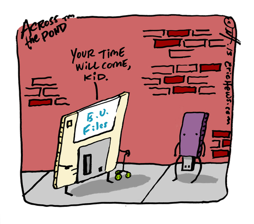 Cartoon: obsolescence (medium) by ericHews tagged old,tech,obsolete,progress,new