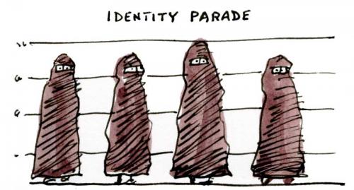 Cartoon: Police line-up (medium) by Ellis Nadler tagged identity,police,women,burkha,eyes