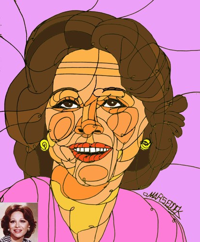 Cartoon: Arab actress Faten Hamama (medium) by omar seddek mostafa tagged arab,actress,faten,hamama