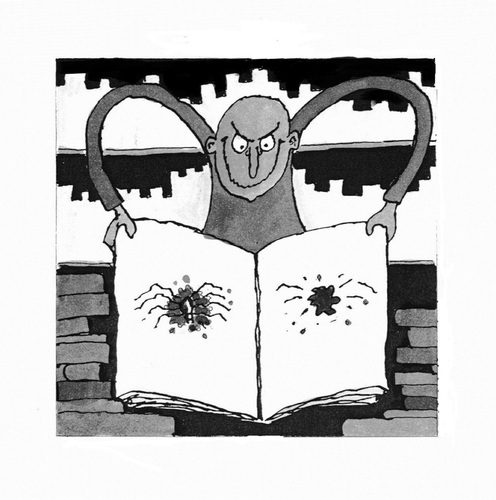 Cartoon: Spider Man (medium) by Kerina Strevens tagged fun,humour,black,cruel,book,crush,spider