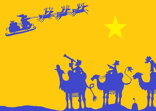Cartoon: Three Wise Men (medium) by Kerina Strevens tagged xmas,sleigh,santa,christmas,father,bible