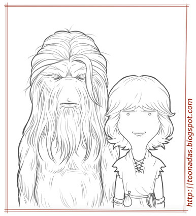 Cartoon: Bigfoot and Wildboy - lines (medium) by Freelah tagged bigfoot,and,wildboy