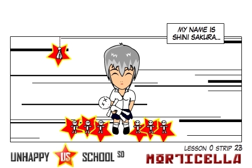 Cartoon: US lesson 0 Strip 23 (medium) by morticella tagged uslesson0,unhappy,school,morticella,manga