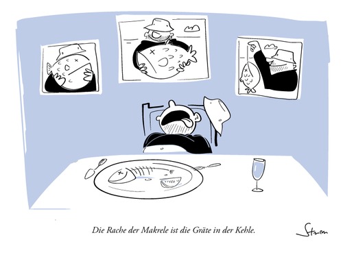Cartoon: Die Rache der Makrele (medium) by philippsturm tagged angeln,angler,makrele,gräte,hals,fishing,fisch,fish,cartoon