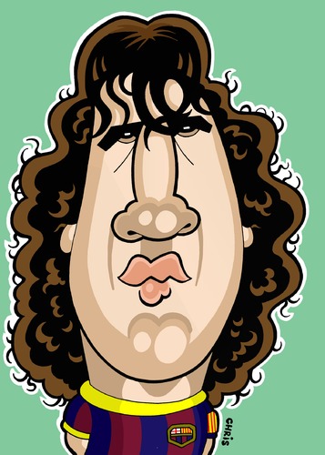 Cartoon: Carles Puyol FC Barcalona (medium) by Ca11an tagged carles,puyol,caricature,fc,barcalona,cartoons,world,cup,legends,book,football,soccer,spain,spanish