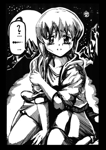 Cartoon: crying girl (medium) by hype tagged manga,weiß,schwarz,girl,character