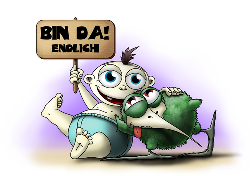Cartoon: Kiwi Geburt Junge (medium) by hype tagged kiwi,geburt,junge,bunt,farbe,hype,artwork,digital