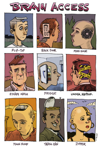 Cartoon: Brain Access (medium) by r8r tagged brain,access,door,perception,people,opinion,tv,mass,culture,media