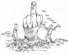 Cartoon: artistic statement (small) by r8r tagged finger,bird,flip,sculpture,sculptor,carve,stone,fuck,chisel