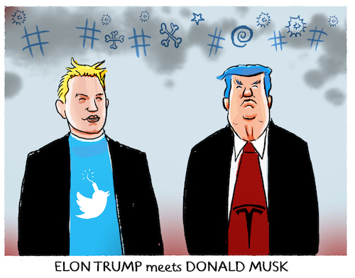 Cartoon: Demnaechst... (medium) by markus-grolik tagged elon,musk,donald,trump,twitter,tweet,politik,populismus,usa,republikaner,social,media,internet,monopol,meinungsfreiheit,demokratie,elon,musk,donald,trump,twitter,tweet,politik,populismus,usa,republikaner,social,media,internet,monopol,meinungsfreiheit,demokratie