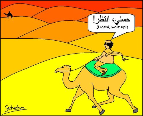 Cartoon: EXIT THE KING OF KINGS 2 (medium) by Thamalakane tagged revolt,east,midlle,libya,gadaffi,al,muammar