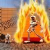 Cartoon: Good Schlupp - Bad Schlupp (small) by Michael Böhm tagged robot,schlupp,puppet,good,bad,fire,box,wood