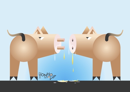 Cartoon: pigs (medium) by Tonho tagged coition,pigs