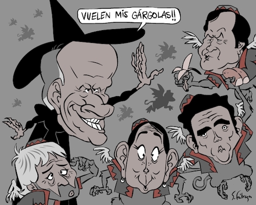 Cartoon: Political humor Chile (medium) by sfabrega tagged social,outbreak,chile,2019,gag,caricature,cartoon