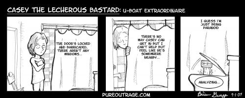 Cartoon: Casey the Lecherous Bastard (medium) by egorger tagged pervert,shower,lecher,bastard,pure,outrage