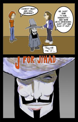 Cartoon: J for Jihad (medium) by egorger tagged jihad,vendetta,pure,outrage