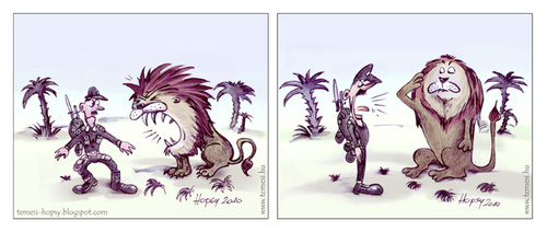Cartoon: Sergeant and lion (medium) by hopsy tagged sergeant,lion,africa