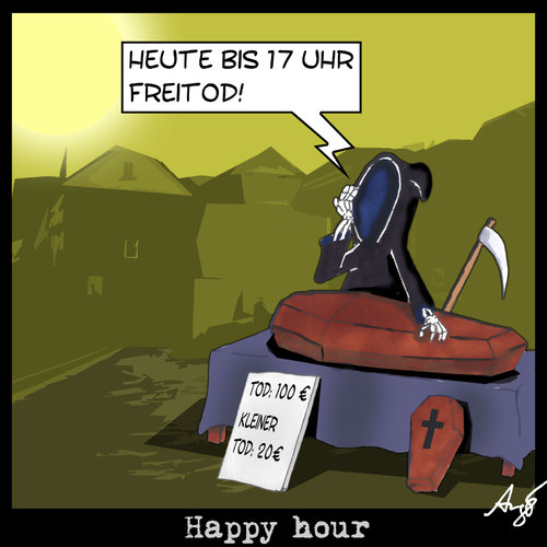 Cartoon: Happy Hour (medium) by Anjo tagged hour,happy,freitod,tod