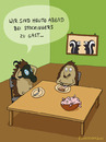 Cartoon: bei Freunden II (small) by Frank Zimmermann tagged igel essen bild gasmaske tisch schnecken