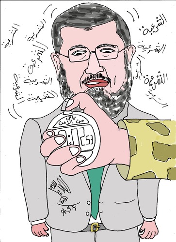Cartoon: MORSY TIME (medium) by AHMEDSAMIRFARID tagged morsy,morsi,egypt,cartoon,caricature,ahmed,samir,farid,revolution,army