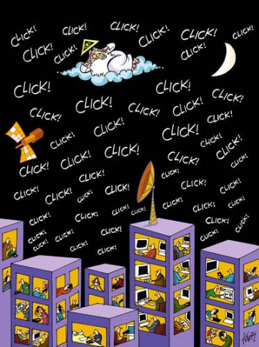 Cartoon: Click! (medium) by KARRY tagged internet,media,computers,communication,internet,media,computers,communication,god,modern,world