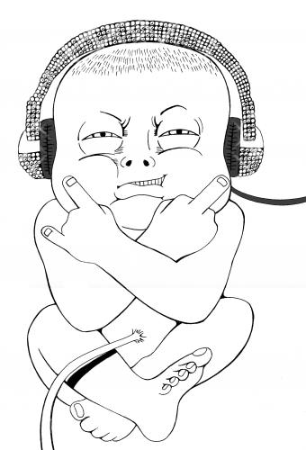 Cartoon: Baby Rocker (medium) by DJ SAVIOR tagged animals,art,auto