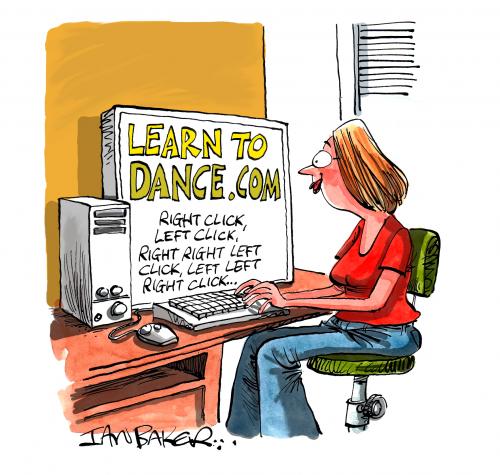 Cartoon: Charity Joke Book Cartoon (medium) by Ian Baker tagged internet,dance,dancing,web,site,click