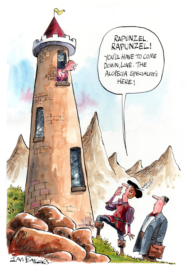 Cartoon: Rapunzel (large) by Ian Baker tagged rapunzel,hair,fairy,tale,exhibition