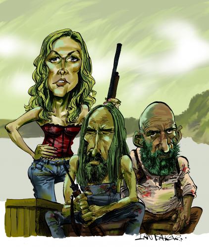Cartoon: The Devils Rejects (medium) by Ian Baker tagged devils,rejects,rob,zombie,sid,haig,horror,film,sheri,moon,caricature