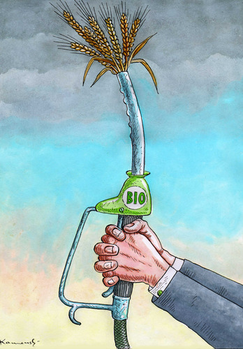 Cartoon: Bio Oil (medium) by marian kamensky tagged humor,illustration,öl,sprit,tankstelle,benzin,getreide