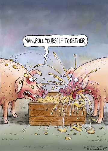 Cartoon: Man! (medium) by marian kamensky tagged humor,illustration,schwein,schweine,essen,manieren,tischmanieren,tiere,sau