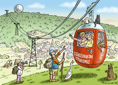 Cartoon: Schleinikon Tourismus (medium) by marian kamensky tagged schweiz,tourismus,kommerz