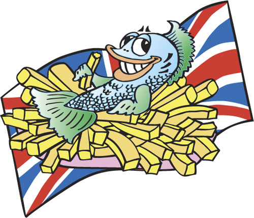 cartoon fish. Cartoon: Fish and chips