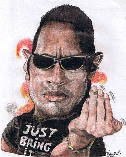 Cartoon: The Rock WWF  WWE  wrestler (medium) by RoyCaricaturas tagged wwf,wwe,therock,actors