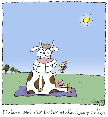 Cartoon: Einfach mal... (medium) by fussel tagged sommer,chillen,euter,oben,ohne,sonnenbad,sonnen,sonne