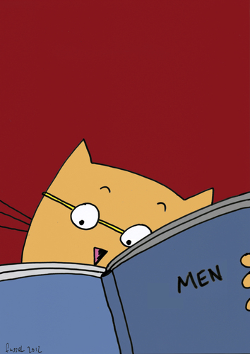 Cartoon: Sometimes hard to understand (medium) by fussel tagged cat,men,read,book,understanding,katze,kater,tiere,lesen,psyche,männer