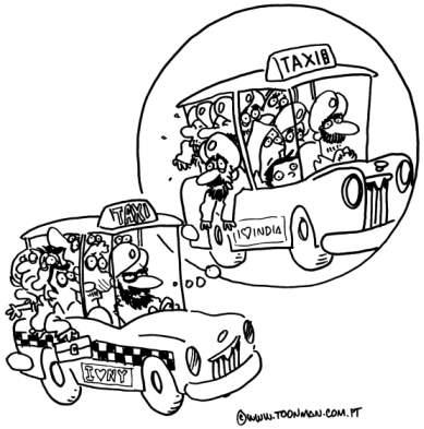 Cartoon NY yellow cab