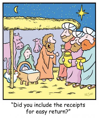 Cartoon: TP0244christmas (medium) by comicexpress tagged stable,jesus,christ,mary,joseph,manger,wise,king,kings,shepherd,shepherds,angels,angel,nativity,bible,god,saviour,inn,donkey,reciept,gifts,presents,return,unwanted