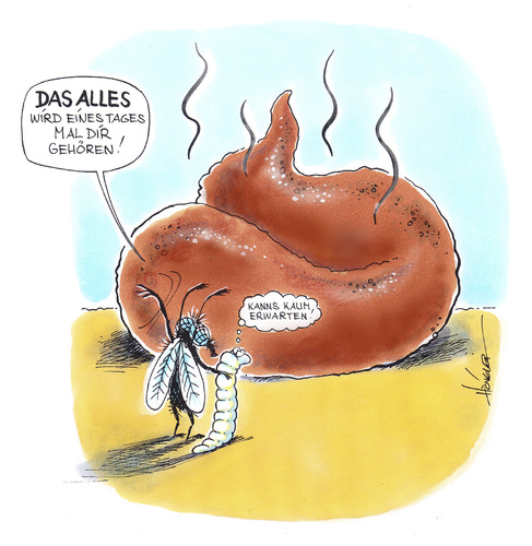 Cartoon: Wird Alles mal Dir gehören! (medium) by Hoevelercomics tagged fliegen,flys,scheisse,shit,haufen,hundehaufen