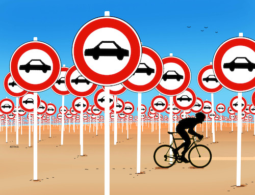 Cartoon: autozakaz (medium) by Lubomir Kotrha tagged roads,highway,cars,cyclists,bicycles,vacation,time,roads,highway,cars,cyclists,bicycles,vacation,time