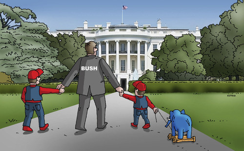 Cartoon: bush1 (medium) by Lubomir Kotrha tagged usa,bush,white,house,president,world