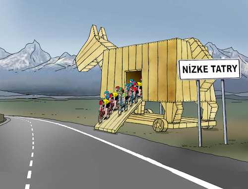 Cartoon: cyclonizko (medium) by Lubomir Kotrha tagged roads,highway,cars,cyclists,bicycles,vacation,time,roads,highway,cars,cyclists,bicycles,vacation,time