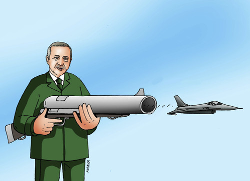 Cartoon: erdoliet (medium) by Lubomir Kotrha tagged terrorism,incident,turkey,russia,erdogan,putin,fighter,is