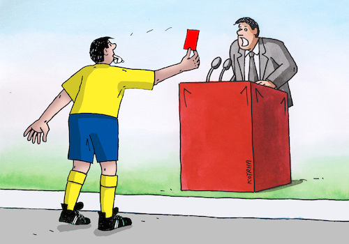 Cartoon: redrec (medium) by Lubomir Kotrha tagged speaker,red,card,speaker,red,card