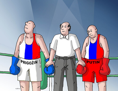Cartoon: rusbox2 (medium) by Lubomir Kotrha tagged putin,prigozhin,russia,wagner,rebellion,putin,prigozhin,russia,wagner,rebellion