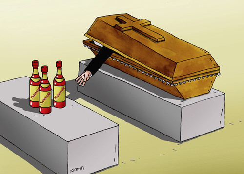 Cartoon: tuzemak (medium) by Lubomir Kotrha tagged alcohol,methyl,prohibition