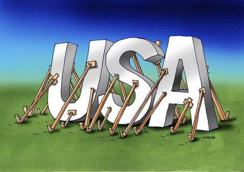 Cartoon: usa out (medium) by Lubomir Kotrha tagged usa,crisis,liberty,default